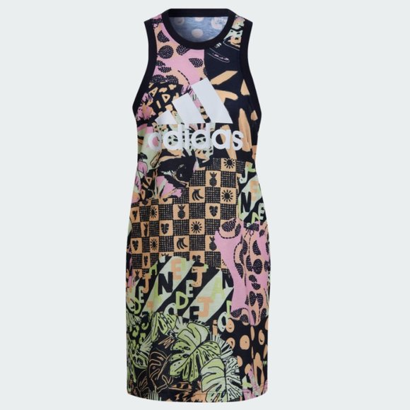 ADIDAS x FARM Womens Print Tank Mini Dress Rio de Janeiro Sleeveless Size M NWT - Picture 4 of 10